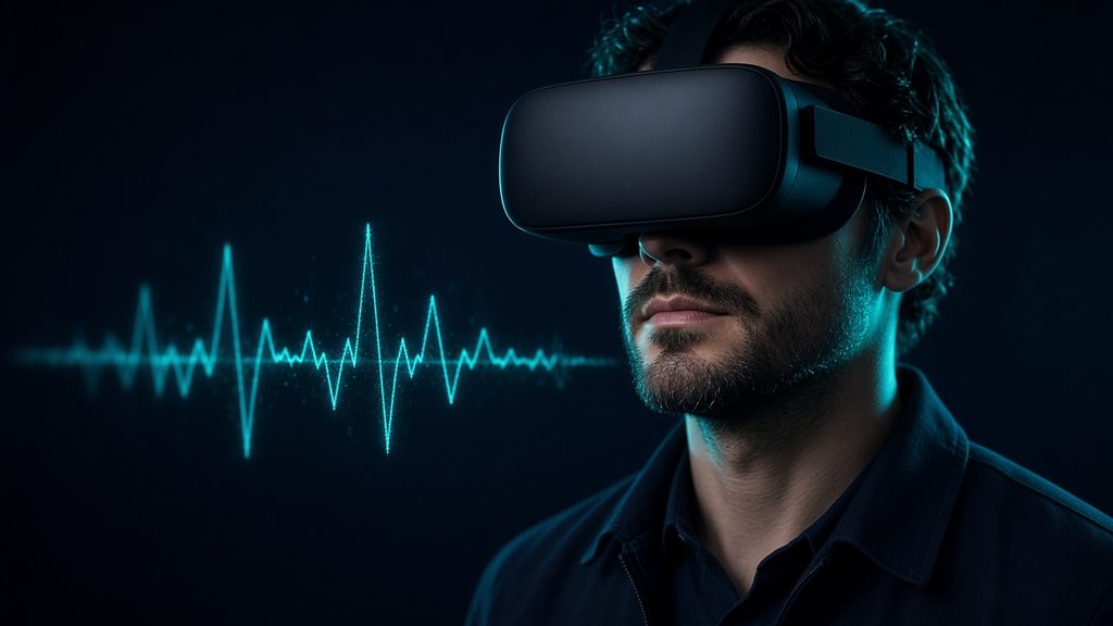 Trainee wearing a VR headset during a medical simulation